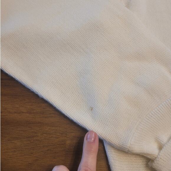 🧶 VTG IZOD 90s Grandpa Core Cardigan Sweater – XL – Ivory Knit – Made in USA - Picture 7 of 8